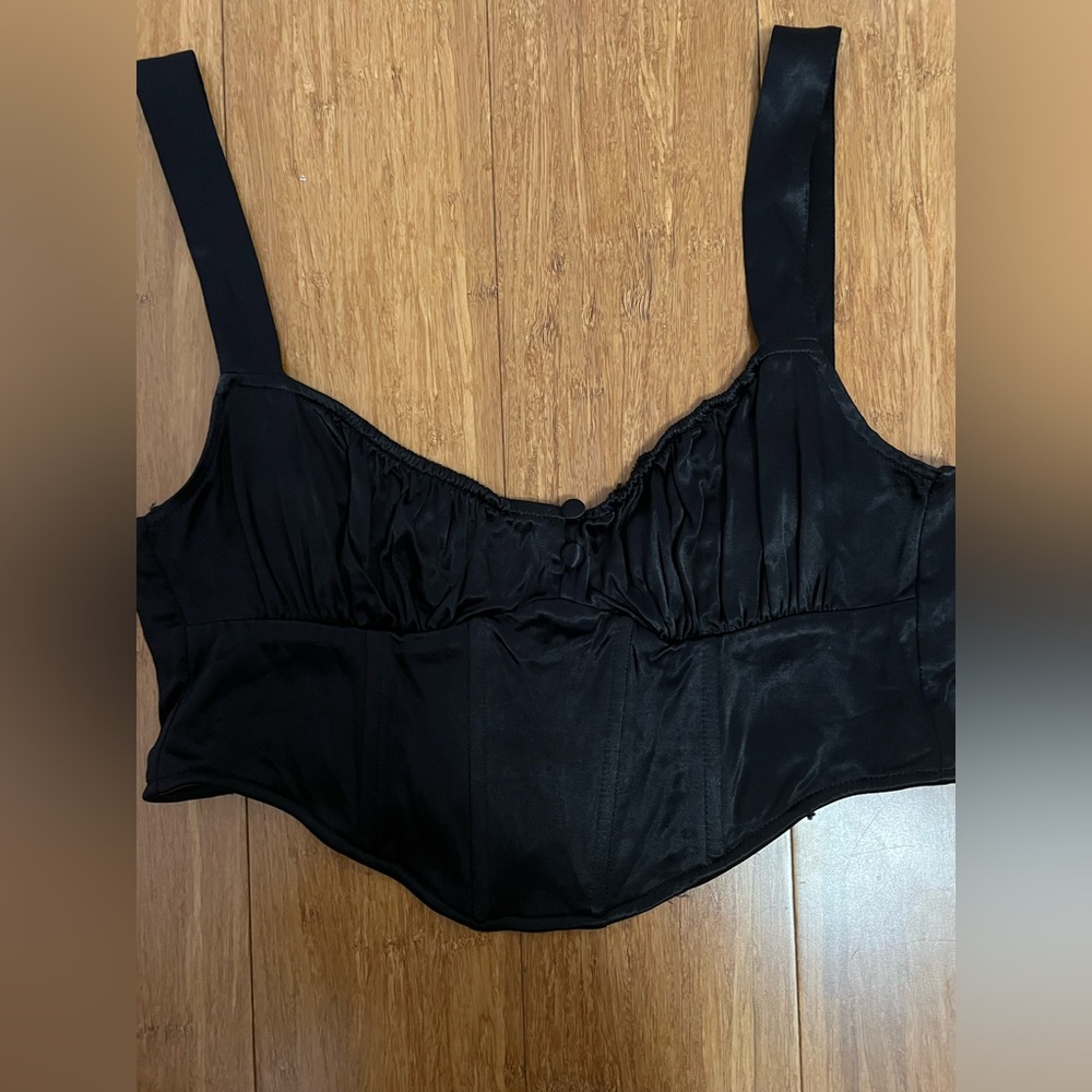 Zara black satin corset going out top.